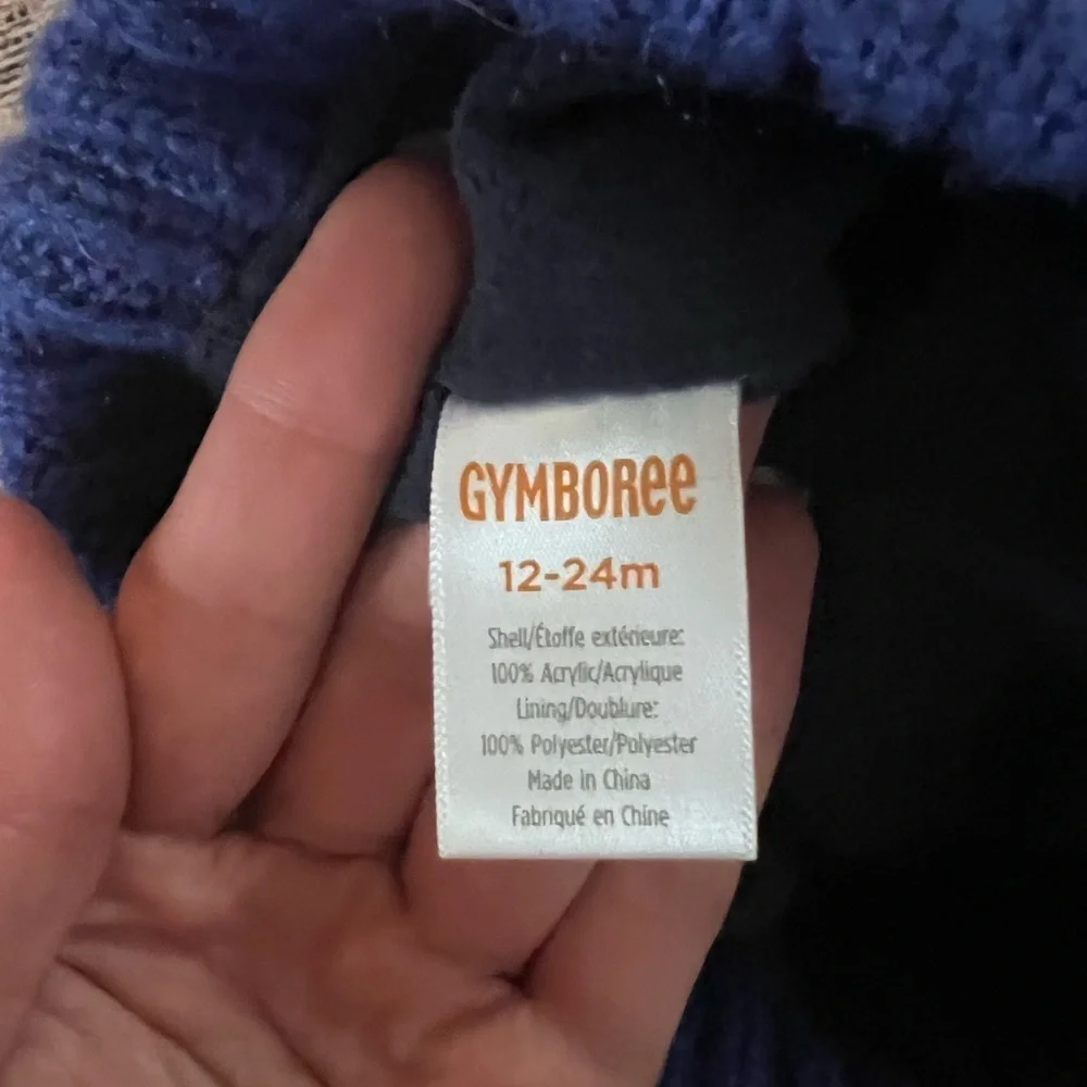Gymboree Blue and Green Knit Pom-Pom Hat